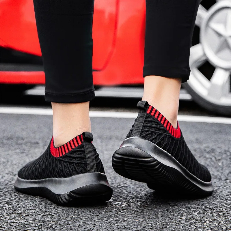 

2019 High Top Sneakers Casual Shoes Men Black Air Mesh Socks Shoes Women Slip On Walking Footwear Krasovki Zapatos De Hombre