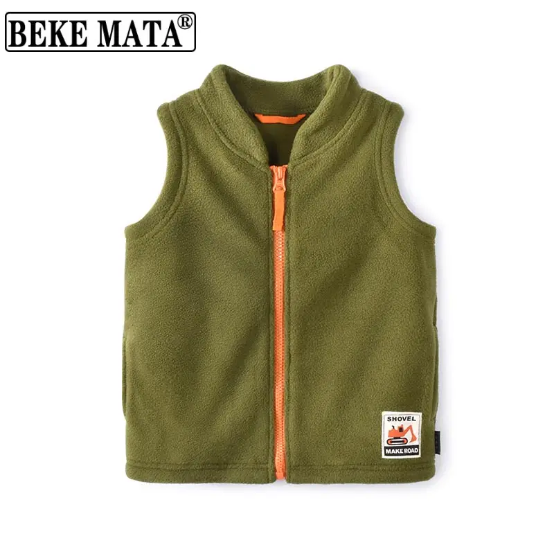 BEKE MATA Children's Vests Boys 2022 Spring Fleece Toddler Boy Vest Sleeveless Jacket For Kids Zipper Little Child Top Clothing