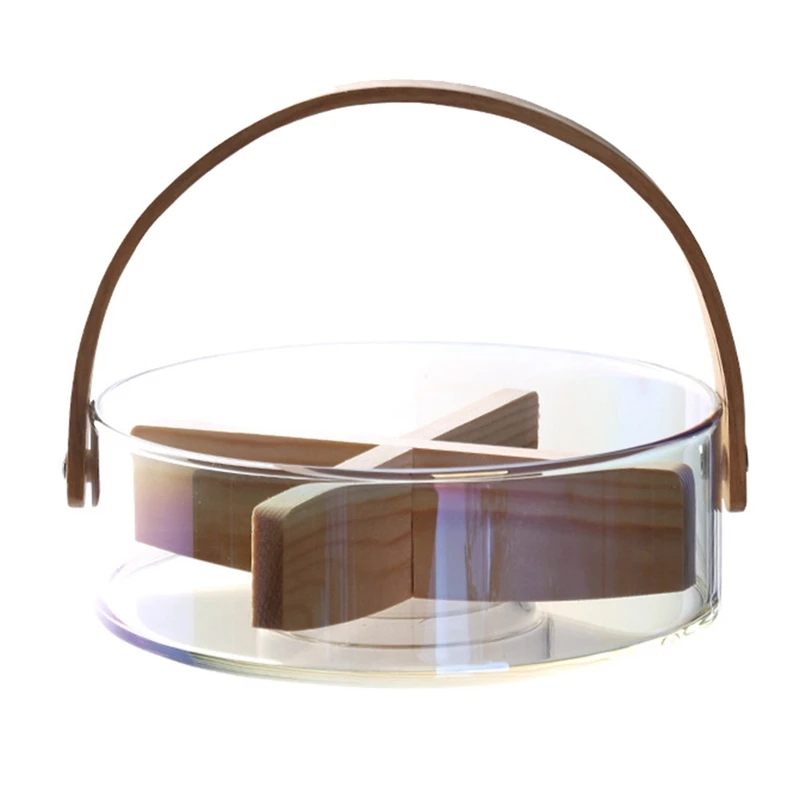 

Split Glass Snack Fruit Plate Candy Box Portable Basket Nordic Style Home Fruit Plate
