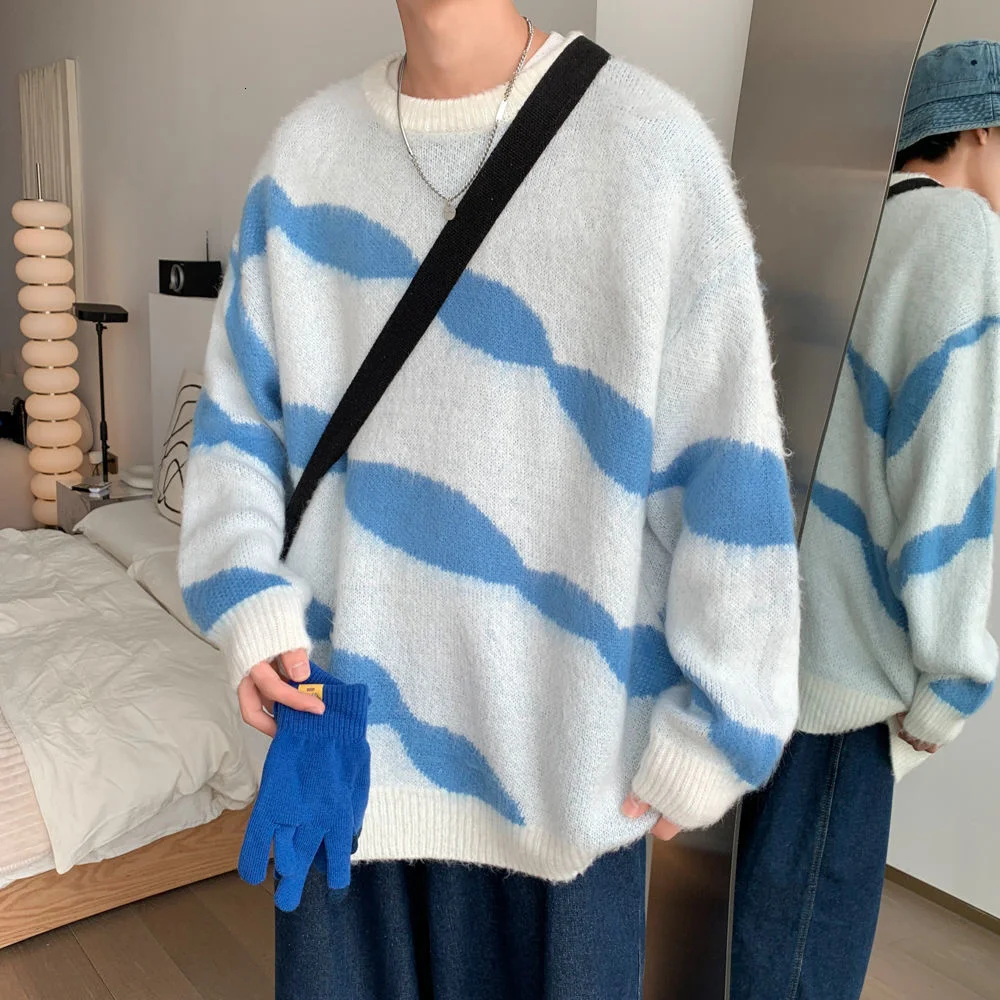

Neploha 2021 Winter New Graphic Oversize Men's Sweaters O-Neck Hong Kong Style Streetwear Casual Male Sweaters Couple Pullovers
