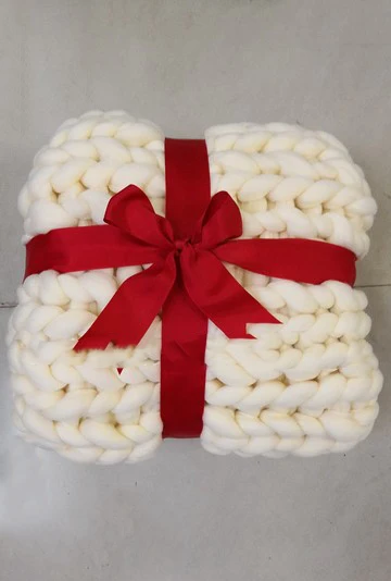 Milk white 2x2 м одеяло крупной ручной вязки Большая мягкая теплая зимняя кровать диван одеяло толстая пряжа мериносовая шерсть объемное вязаное одеяло - Цвет: Milk white
