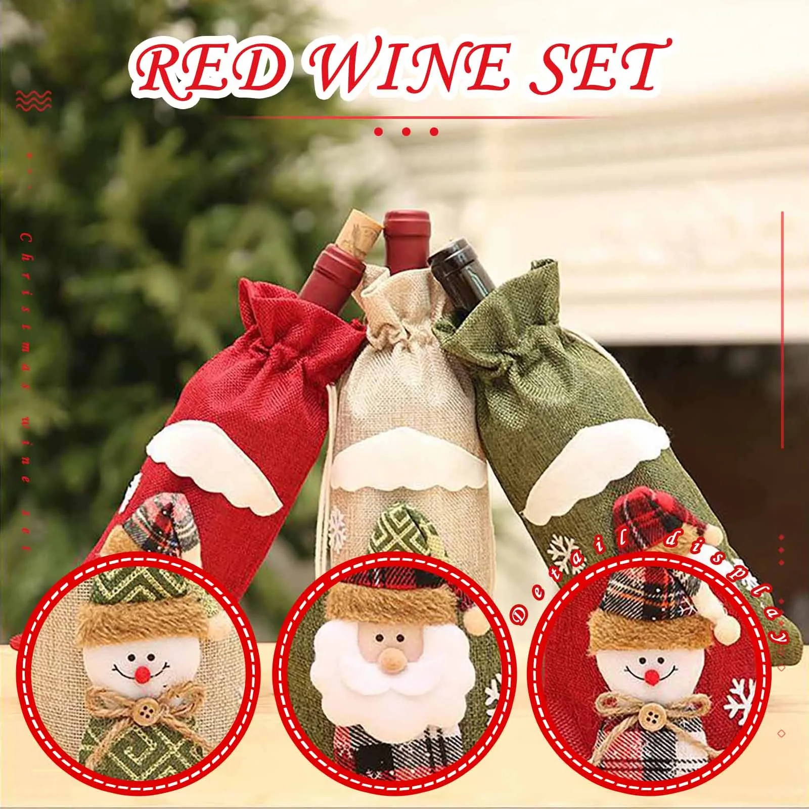 Рождественское украшение в виде бутылки Санта-Клауса мешочек для бутылок вина