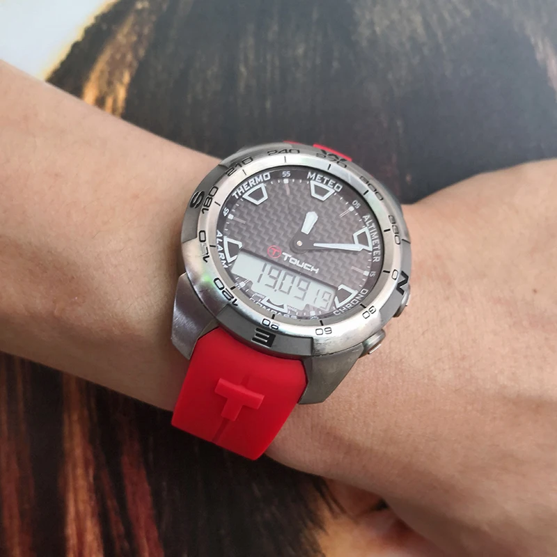 Силиконовые ремешки для часов 20 мм 21 мм для Tissot T013 T047 резиновый оранжевый ремешок T-Sport ремешок водонепроницаемый T013420A T047420A