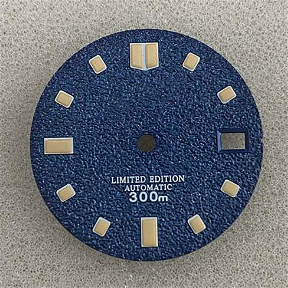 

Watch Spare Dial 28.5mm Green Luminous Blue Dial For NH35A /NH35/ 4R36 Movement SKX007 Watch Replace Dial