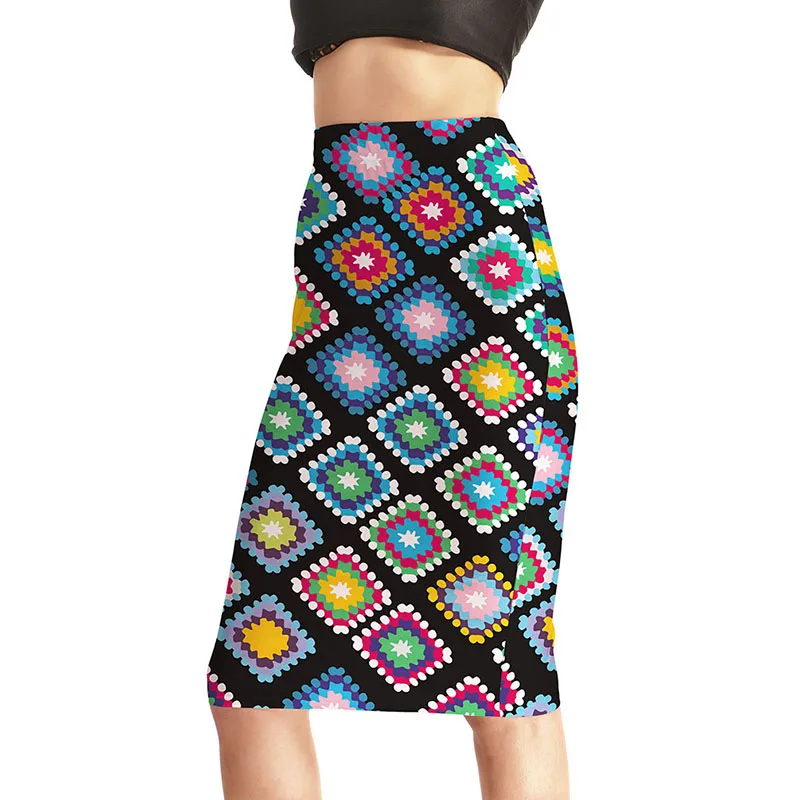 

Summer Printed Hip Skirt Women's 2021 New European And American Style Printed Skirt Ladies Personalized Slim Knitted Hip Skirt