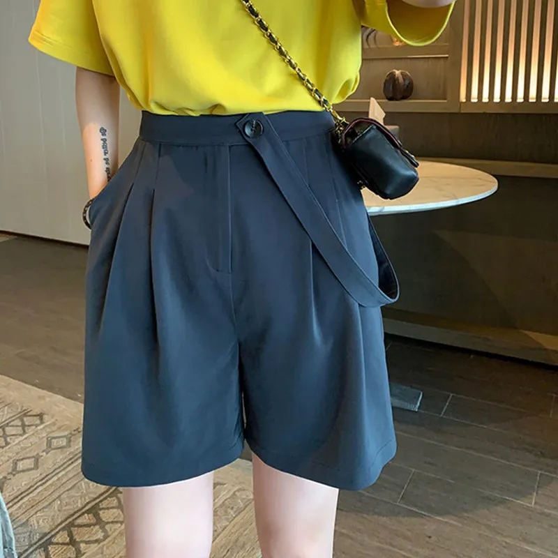 

Shorts Medium Length women's high waist zipper suit pants women's shorts