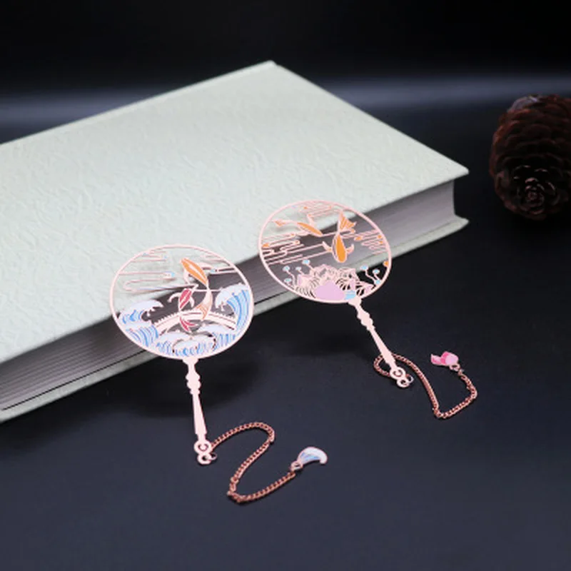 Kawaii металлическая парчовая закладка для карпа китайский стиль веер детей