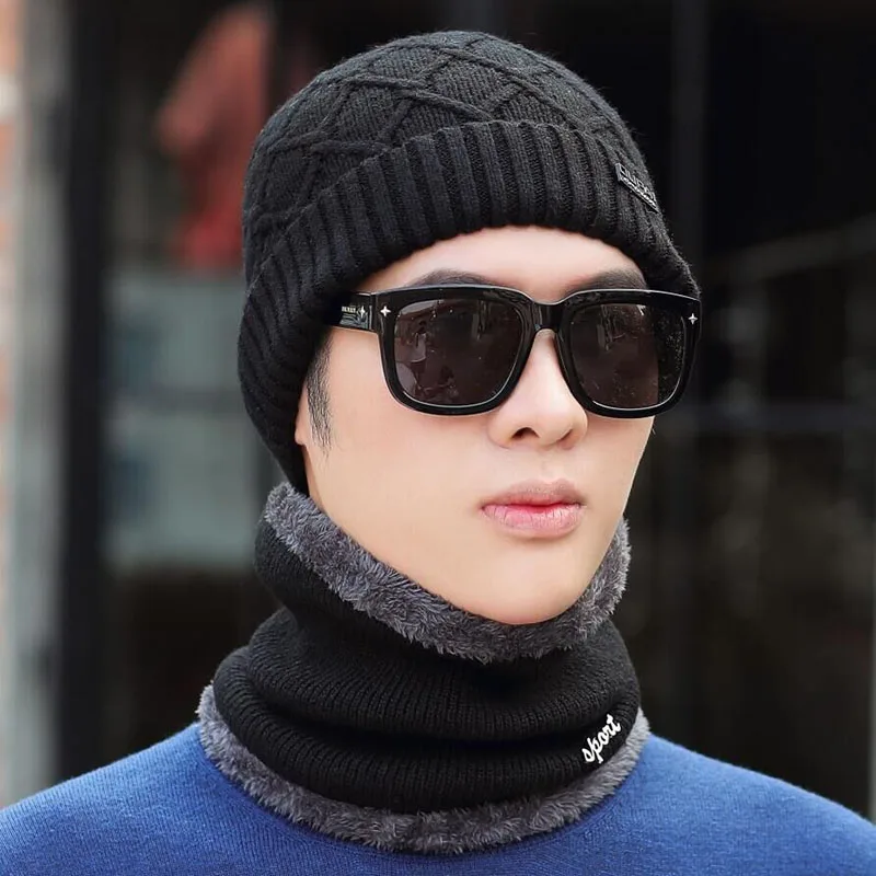 Брендовая Зимняя шляпа вязаная шапка шарф Skullies Beanies мужские зимние шапочки для мужчин и женщин Gorras шерстяной берет маска мужская шапка Кепка