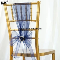 wholesale organza high quality chair sashes wedding chair knot cover decoration chairs bow band belt ties for weddings banquet