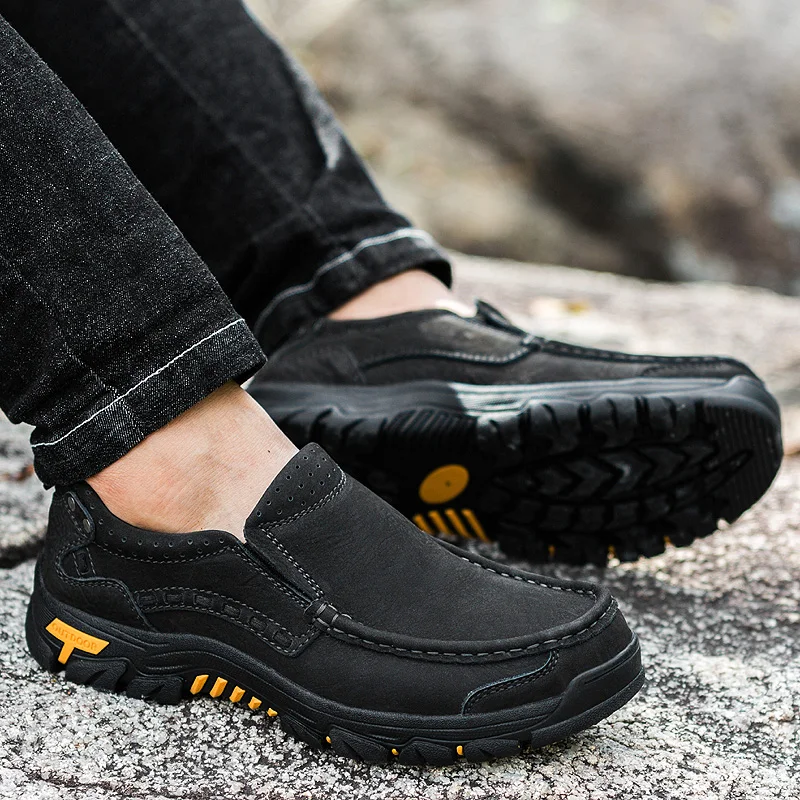 Ботинки мужские прогулочные из натуральной кожи винтажные Нескользящие на