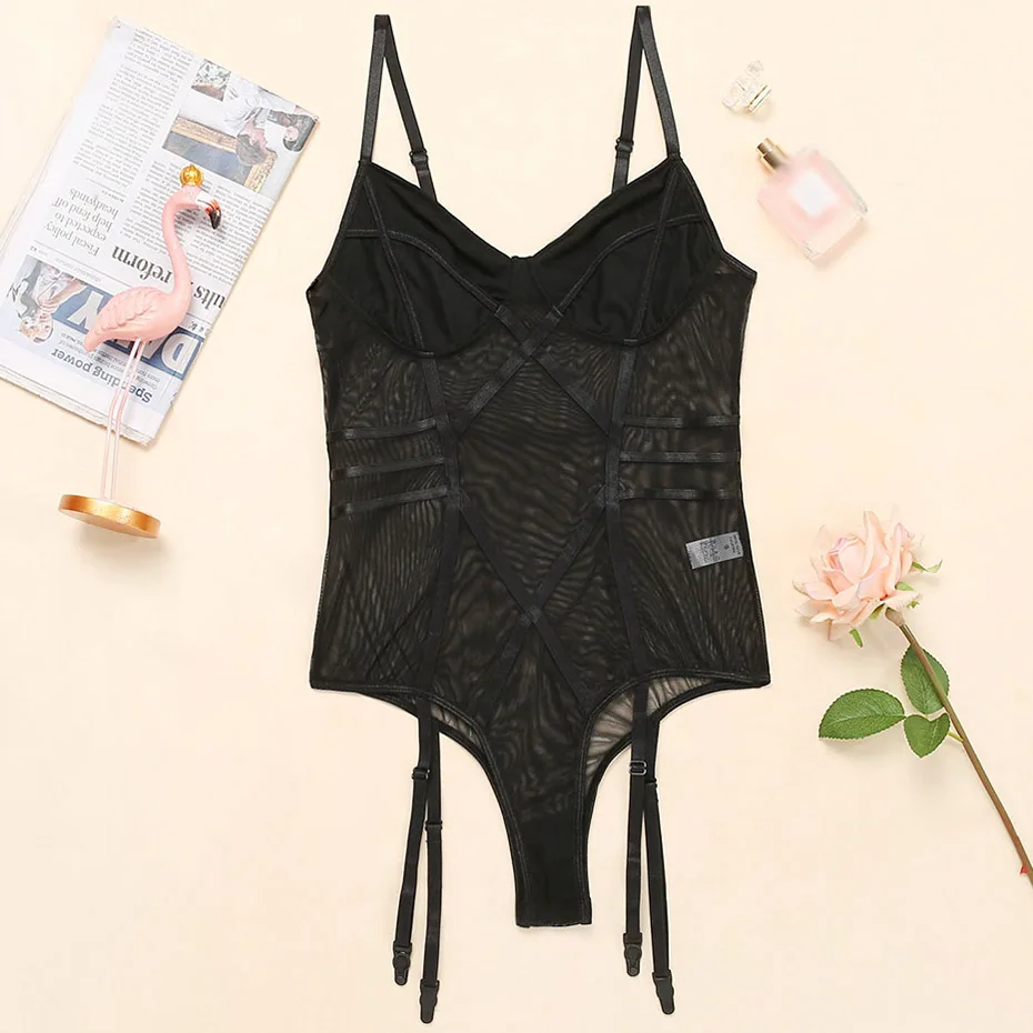 

Sexy Women's Underwear Bodysuit Lingerie Sexy Hot Erotic Transparent Crotchless Catsuit Garters Erotic Lingerie Porno Costumes