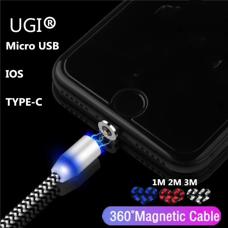 360 ° Магнитный Micro/IOS/type C 1m 2m 3m 2.4A кабель для быстрой зарядки iPhone 5 6 7 8 6C 5C X XS XR Ipad MINI