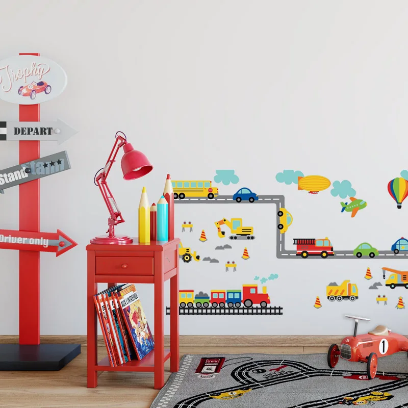 Съемные настенные наклейки воздушные шары автомобильный мир трек грузовик