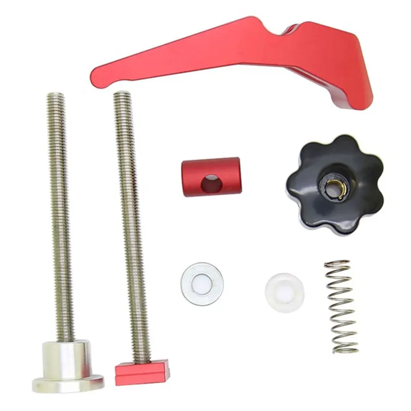 

Universal T-Track Quick Acting Hold Down Clamp Set 60mm Platen Miter Fast Movable Blocks Chute T-slot Fixture Woodworking Tool