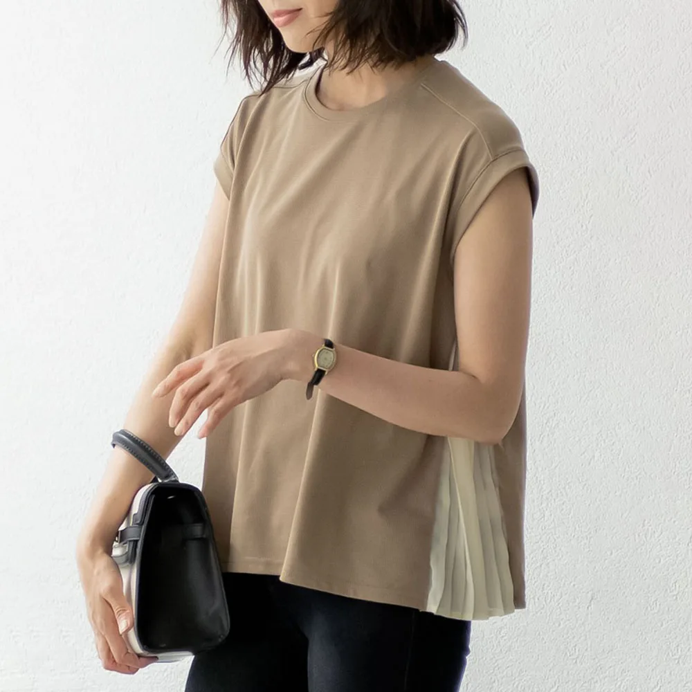 2020 корейская мода новый женский шифоновый плиссированный топ повседневный