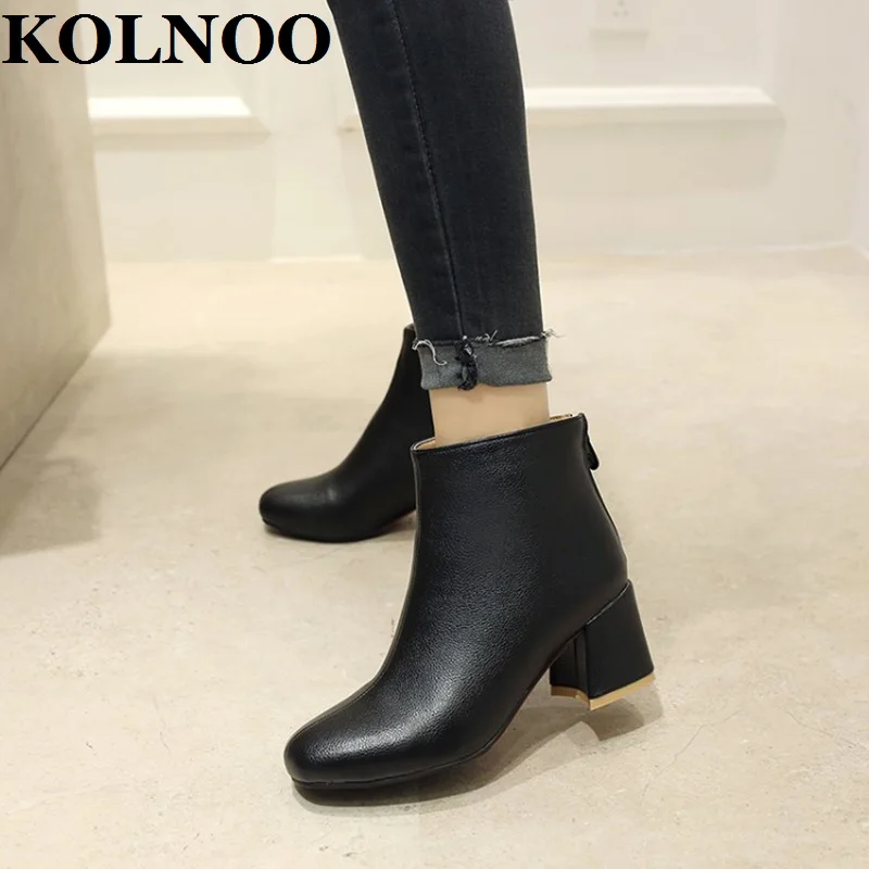 KOLNOO Winter New Style Womens Thick Heels Boots European Large Size 34-52 Martin Boots Special Short Plush Fashion Party Shoes