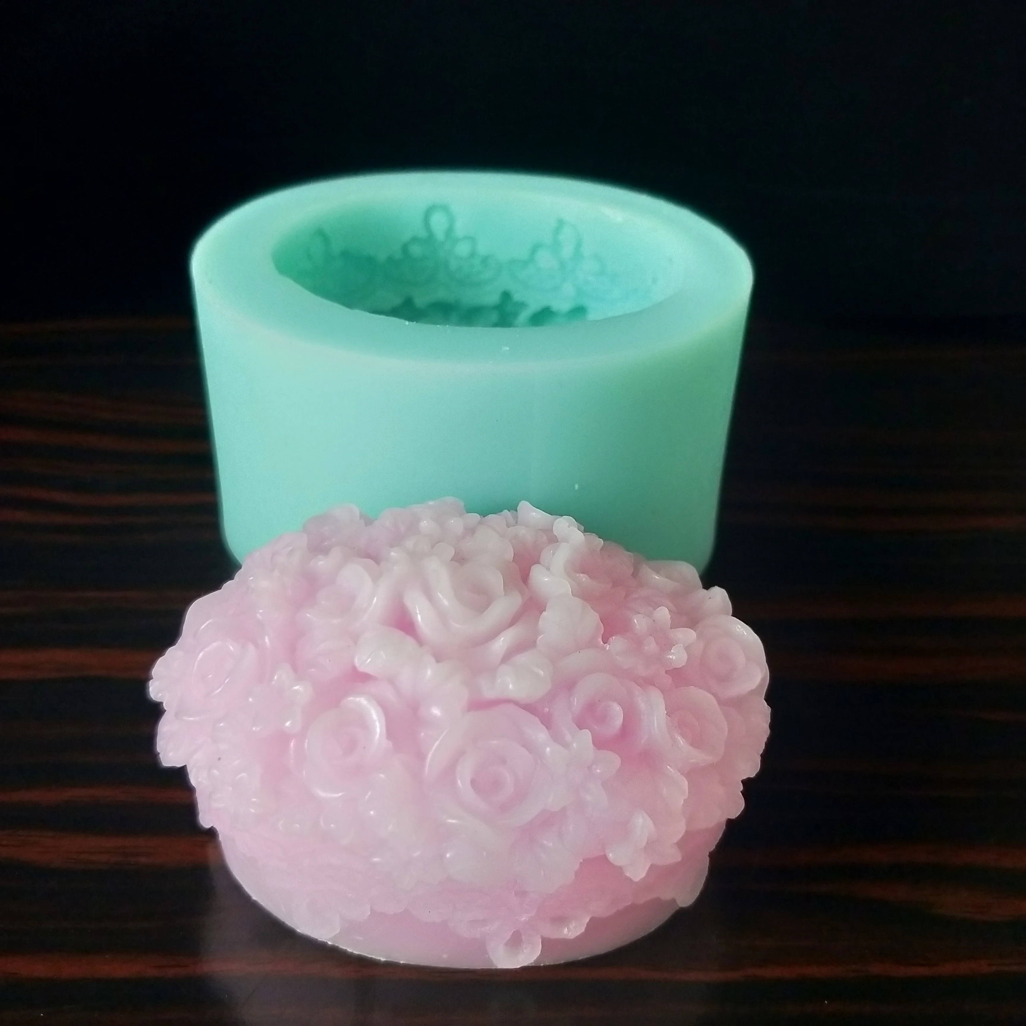 

HC0168 PRZY Silicone Mold Rose Flower Soap Molds Gypsum Chocolate Candle Mold Ball Clay Resin Rubber Fondant Mould Lace