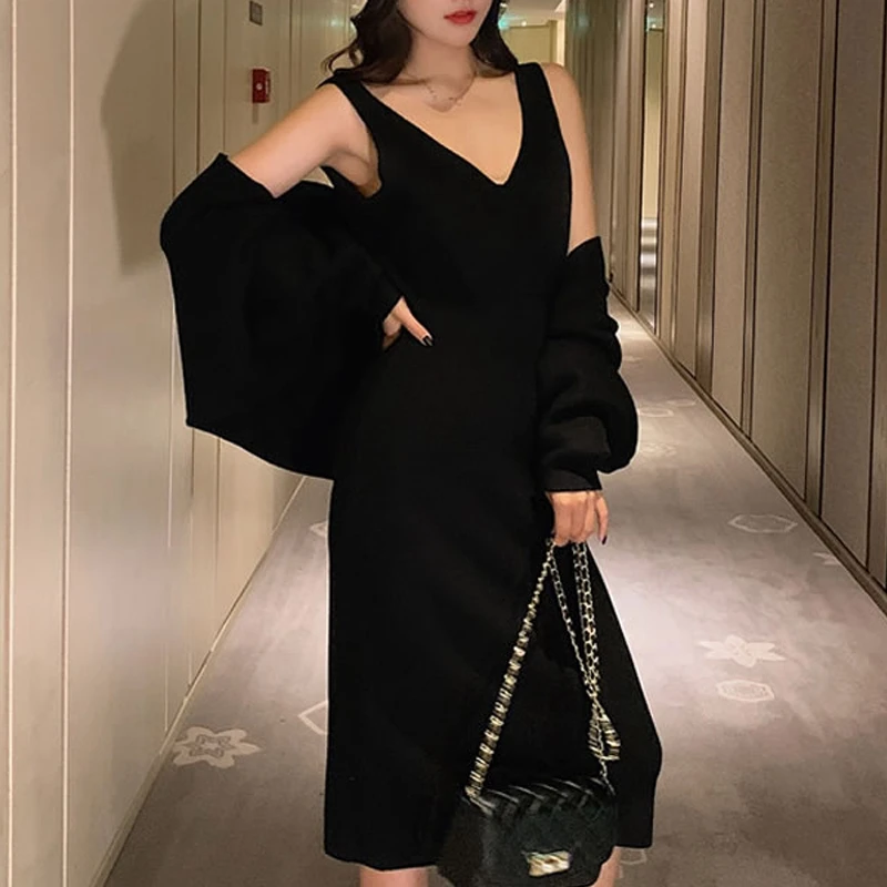 RealShe элегантное женское платье комплект из 2 предметов v-образный вырез