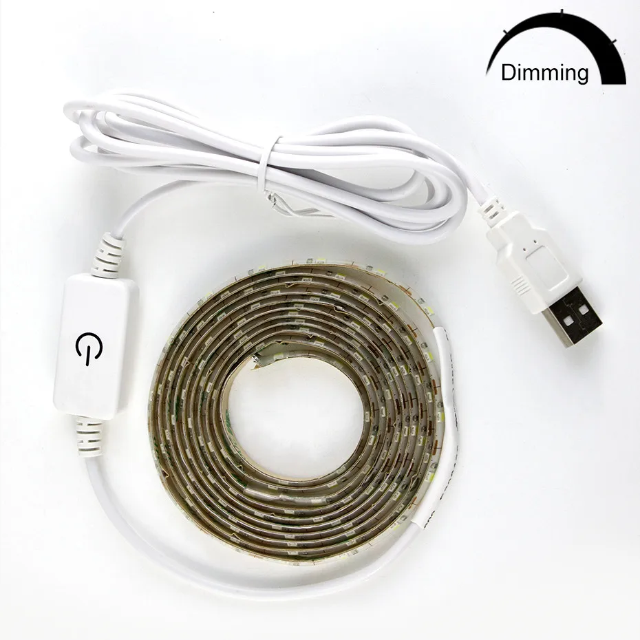 Dimmable strip С регулируемой яркостью 5V USB Мощность светодиодный светильник теплый белый 2835 синхро-адаптер длиной 1 м/2 м/3 м шкаф Кухня светодиодный светильник диод 60 Светодиодный s/M лента D4 - Испускаемый цвет: Dimmable strip