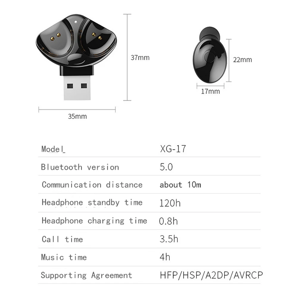 XG17 Микро Мини Bluetooth 5 0 гарнитура спортивные одиночные беспроводные наушники