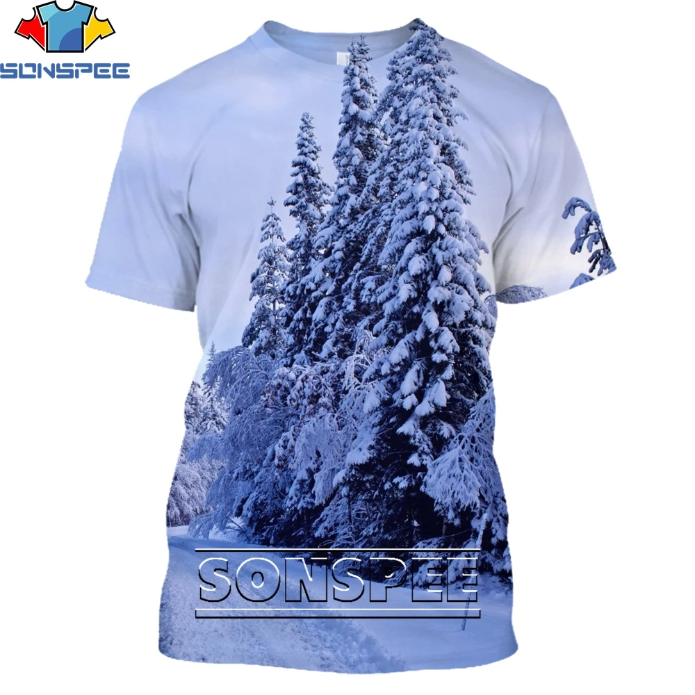 

SONSPEE 3D Nature View Casual Men Unisex TShirt Harajuku Short sleeve Streetwear Clothing Tops