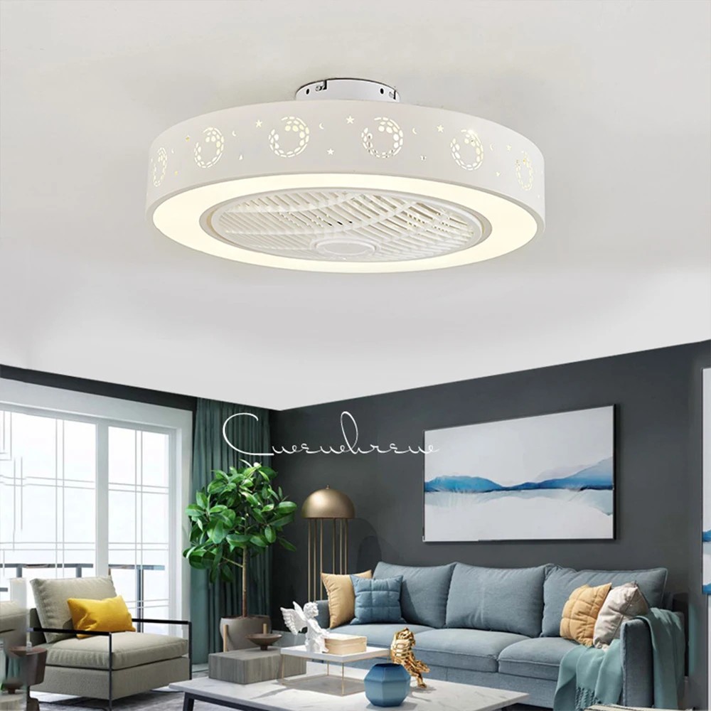 

55cm led ceiling fan lamp bedroom decor lamps children room home restaurant Fans with light 40w three color changing