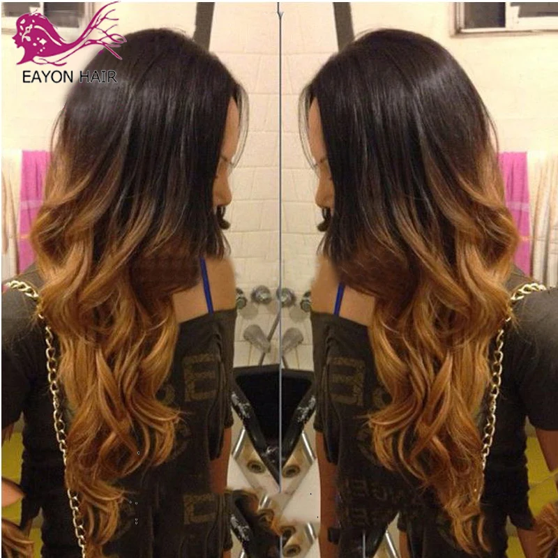 

EAYON Honey Blonde Lace Front Wig Ombre Human Hair Wigs Body Wave Lace Front Wig 4x4 Lace Closure Wig Remy 1B/30 Brazilian Hair