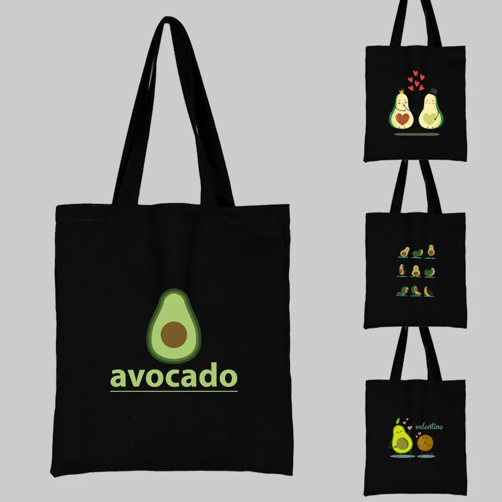 

Женские сумки для покупок, милая эко-сумка с рисунком авокадо из серии мультфильмов, сумка через плечо, сумка для покупок, Холщовая Сумка