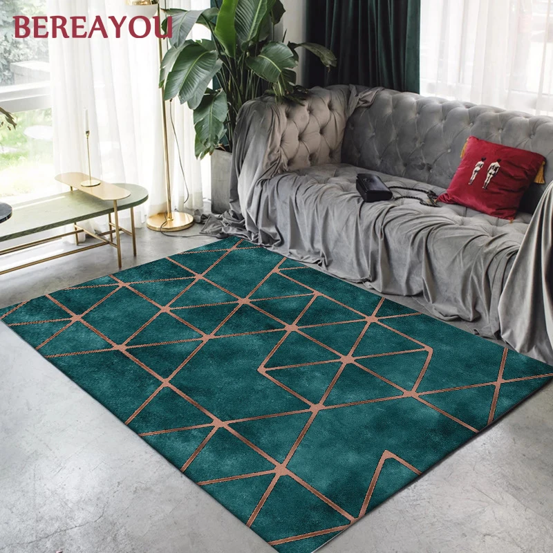 Роскошные ковры для детей абстрактный Зеленый Золотой ковер спальни домашний