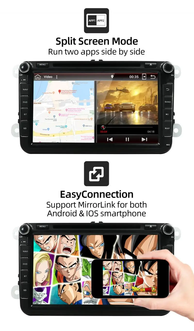 Автомобильный мультимедийный видеопроигрыватель плеер 2 din на Android 10 0 8 дюймов для