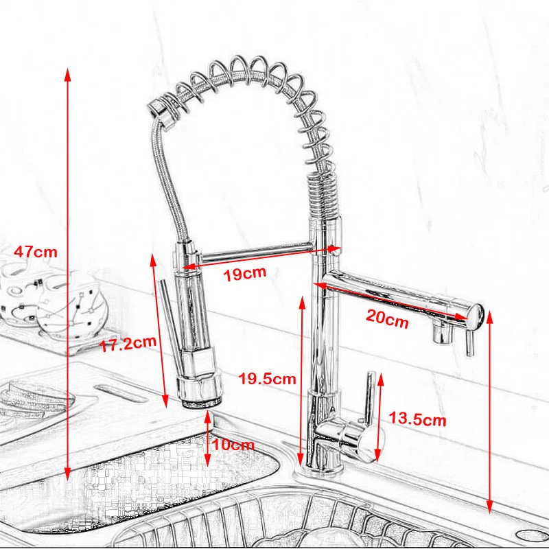 

Spring Pull Down Matte Black Kitchen Mixer Faucet Deck Mounted Dual Spout Kitchen Sink Crane Taps Handheld Sprayer Shower Head