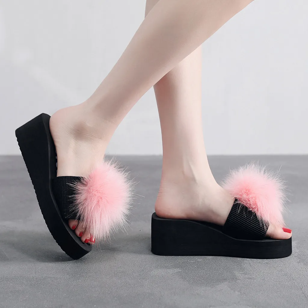 SAGACE/Модная обувь с помпонами для волос женские летние Нескользящие тапочки