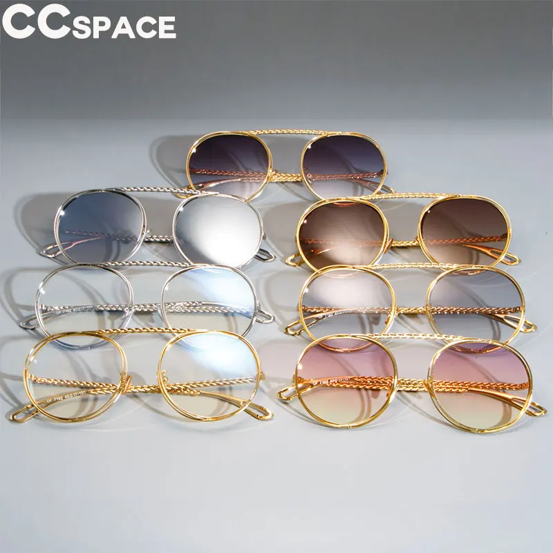 

47803 Metal Chain Sunglasses Men Women Steampunk Retro Flat Top Shades UV400 CCSPACE Vintage Brand Glasses Designer Oculos
