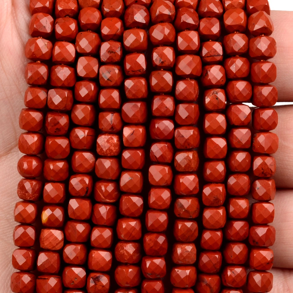 

5mm Natural Stone Faceted Red Jaspers Beads For Jewelry Making Square Loose Spacer Beads DIY Bracelet Necklace Accessories 15"