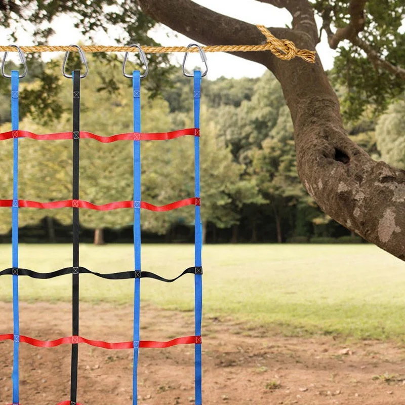 

New Sale Children Climbing Net Rainbow Nylon Outdoor Kids Physical Training DIY Climbing Accessories 145X185CM Arm Training