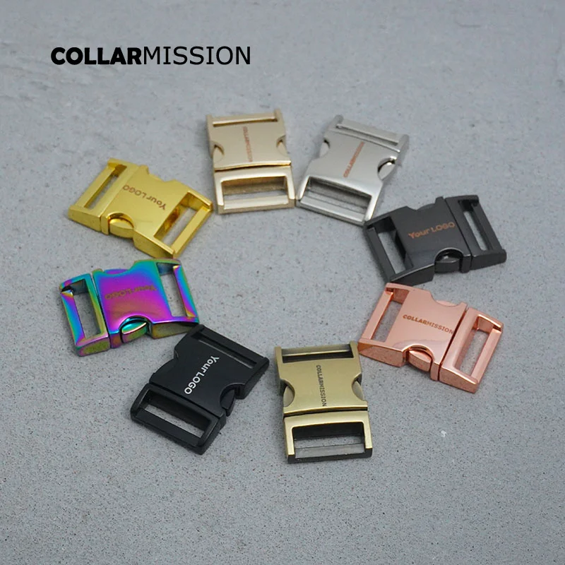 10 unids/lote alta calidad lado grabado liberaci&oacute;n hebilla de metal DIY collares de perro a duradera cerradura de seguridad de 20mm correas de 8 tipos-0