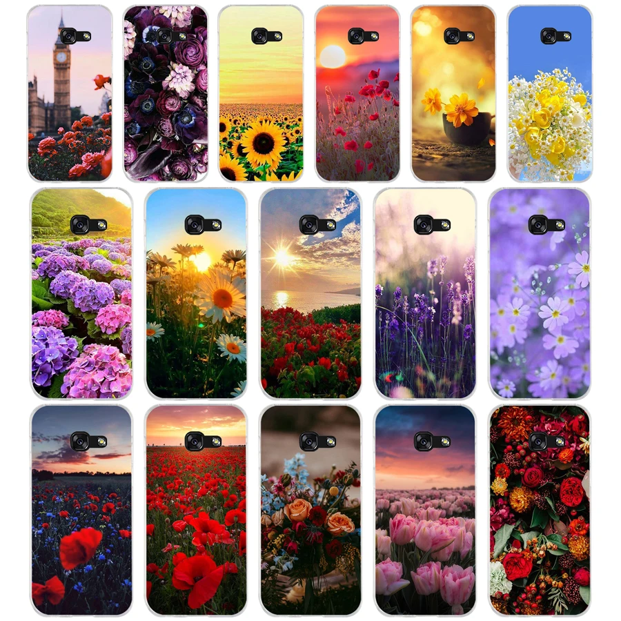 279FG Red Poppies cornflowers Soft Silicone Tpu Cover phone Case for Samsung a3 2016 a5 2017 a6 plus a7 a8 2018 s6 7 8 9 | Мобильные