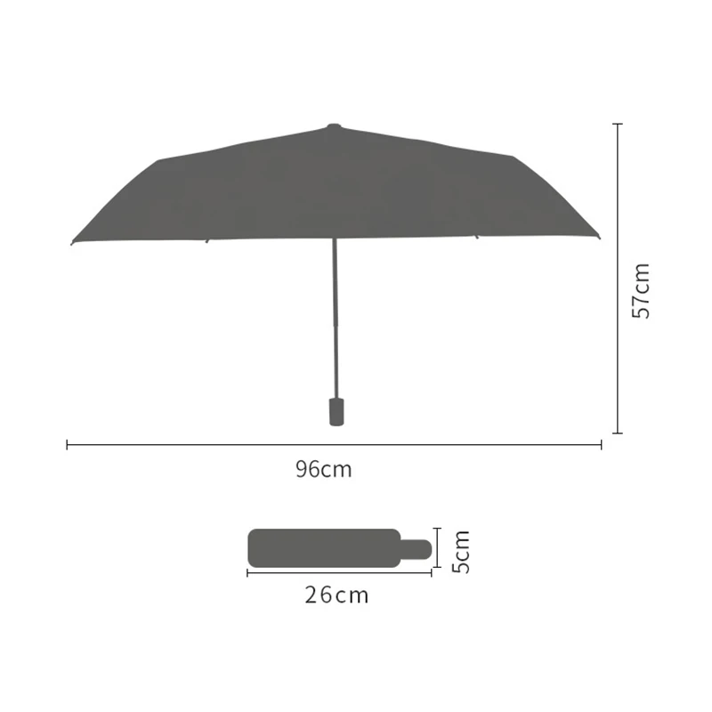 Женский зонт двойного назначения простой однотонный складной с 3 черными клеями