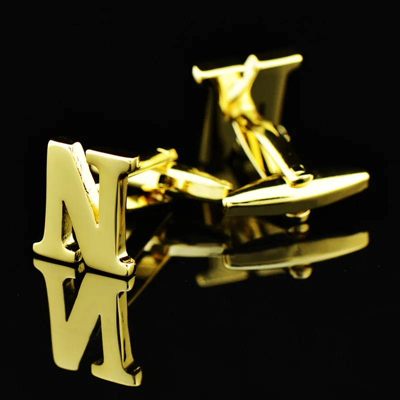 26 английские буквы Модные мужские ювелирные изделия Золотой Цвет Медь рубашки