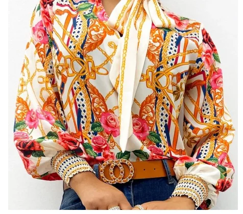 

2021 Ladies Long Sleeve Printed Top