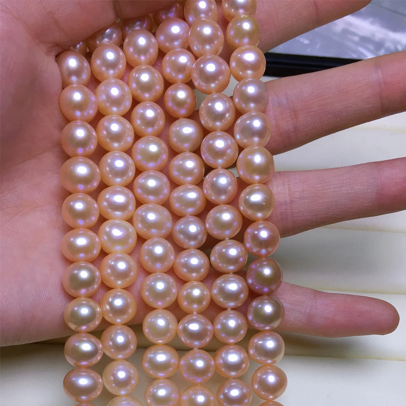 

Freshwater Pearl Necklace Round Shape with Size 9-10mm Perfect Lusterfor Jewelry Diy Loose Pearl Strands Making Accessories