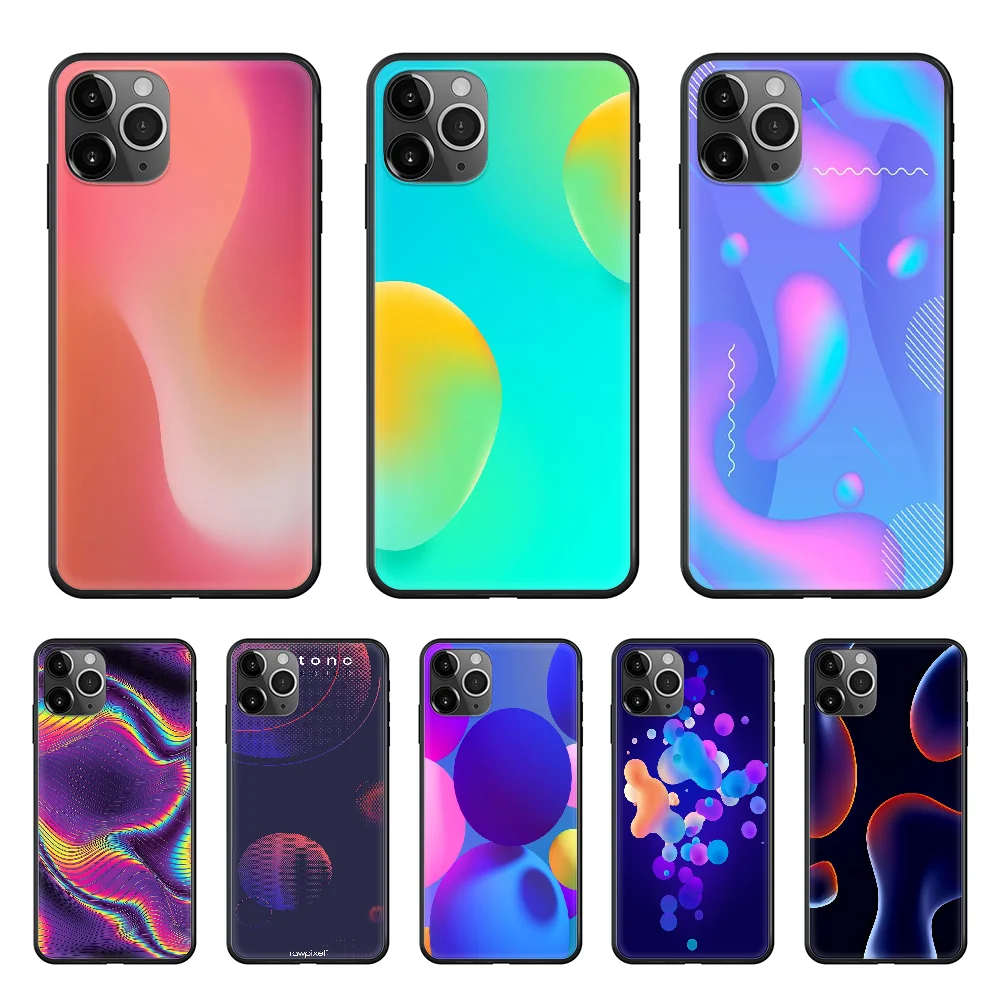 

Rainbow Ripple Art Phone Case cover For Iphone 12 11 8 7 6 5 XR PLUS X XS PRO SE 2020 MAX Mini black hoesjes pretty funda trend