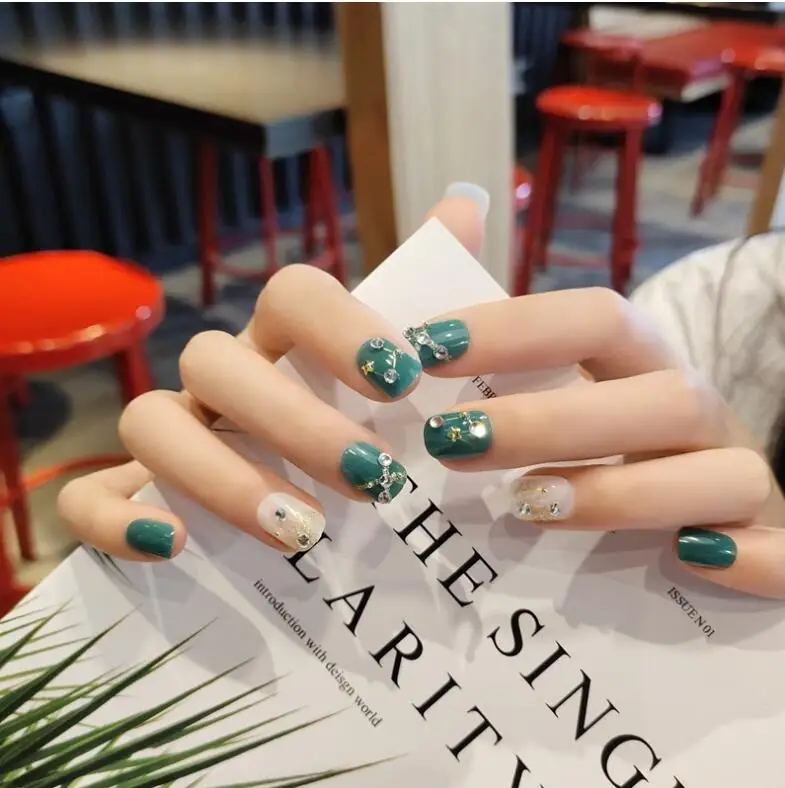 Yallwin гвозди 24 шт. зеленые Сделанные на заказ Украшенные для Неил арта украшения