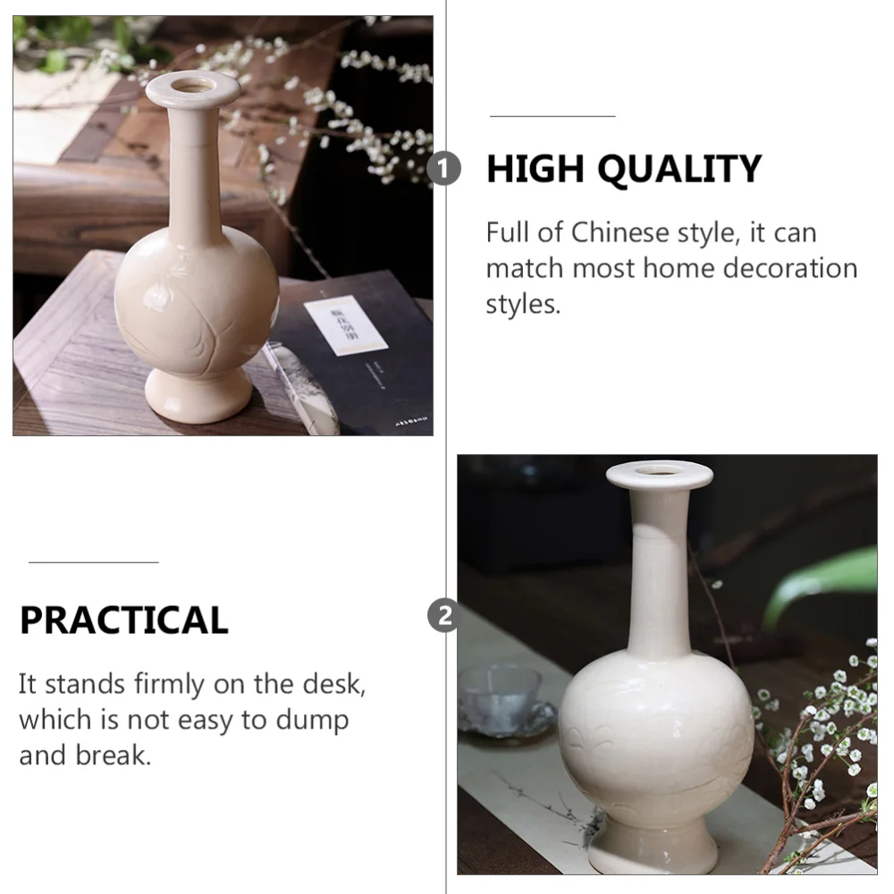 

1Pc Ceramic Vase Flower Arrangement Container Chinese Style Desktop Ornament