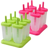 6pcsset diy ice lolly cream molds ice tray rectangle shaped ice cream pops molds tray stick ice cream makers mould with sticks