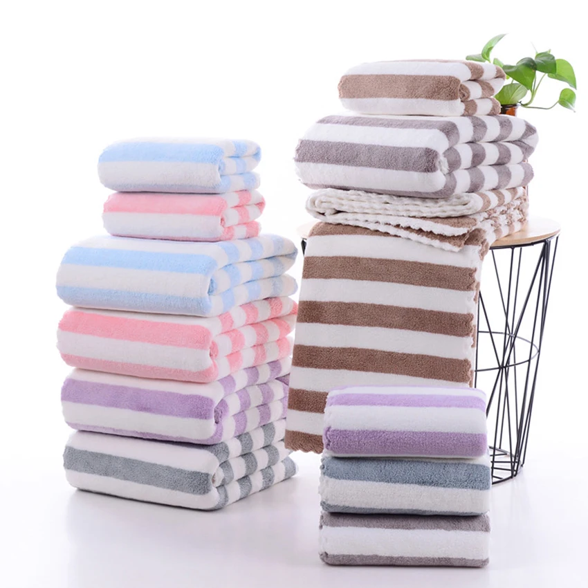 

Stripe 2PCS/SET Face Bath Shower Towel Set Super Soft Strong Water Absorption for Adults Kids Four Seasons Gesighanddoek Bantuko