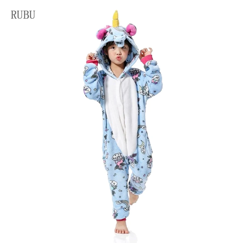 Kuguurumi Onesie/Детские пижамы, пижамы с единорогом для мальчиков и девочек, пижамы с животными, детская одежда для сна для подростков, Комбинезоны для детей 4, 6, 8, 10, 12 лет - Цвет: Blue Pegasus 02