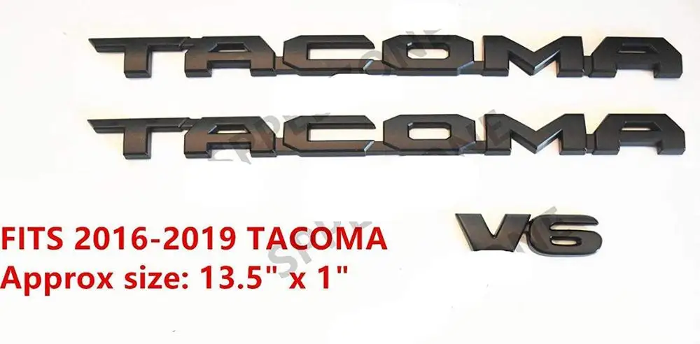 Для Tacoma матовый черный знак Дверь крыло логотип аппликация значок