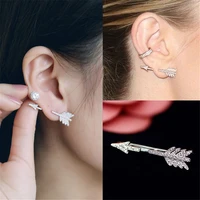 fashion earrings jewelry hot sale chic bow arrow crystal ear stud women lady girl trendy creative 1pc