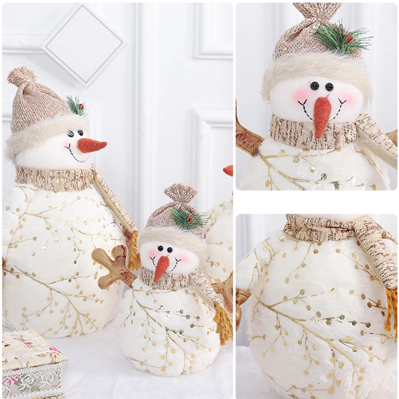 

New Christmas Doll Fuzzy Stuffed Cartoon Snowman/Elk Plush Toy Pacify Doll Bedside Cushion Seasonal Xmas Gift for Kids Christmas